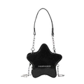Star-shaped children's crossbody bag in glittery black finish with silver chain strap - Black
