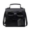 Elegante bolso bandolera negro con un lazo decorativo grande y asa superior - Negro