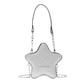 Silver star-shaped glitter shoulder bag with metallic chain for stylish children - Silver