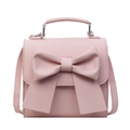 Mini mochila rosa para mujer con lazo decorativo, asa superior y correa ajustable - Rosa