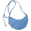 Minimalist light blue denim half-moon crossbody bag for kids with adjustable strap - Light Blue