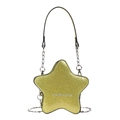 Star-shaped children's crossbody bag in vibrant yellow glitter with silver chain strap - Gold