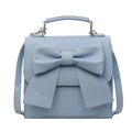 Mini bolso de mano azul claro para mujer con un lazo decorativo grande y asa superior - Azul