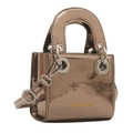 Petit sac bandoulière enfant en cuir verni or rose avec poignée et texte mode - Champagne