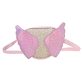 Cute pink butterfly sequin crossbody bag for kids with iridescent wings and strap - Pink
