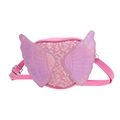 Pink sequin butterfly crossbody bag for kids with iridescent wings and adjustable strap - Rose Red