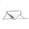 Shiny silver laser triangular crossbody mini chain bag for kids in metallic finish - Silver