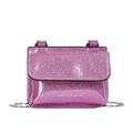 Sparkly glitter mini chain crossbody bag for kids in vibrant pink finish - Rose Red