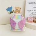 Girl's mini backpack with rainbow sequins, holographic wings and pearl handle - White