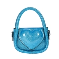 Fashionable blue sequin crossbody bag with a 3D heart-shaped design for kids - Blue
