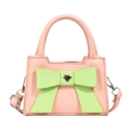 Bolso bandolera rosa para niñas con un gran lazo verde y un colgante de corazón - Rosa