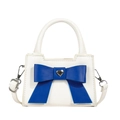Mini bolso blanco con lazo azul real, hebilla de corazón y correa de bandolera - Blanco Roto
