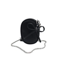 Mini bolso bandolera ovalado negro con lazo y cadena plateada para mujer - Negro