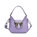 Sac à main enfant lavande chic avec nœud en métal argenté et design en demi-lune - Violet