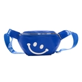Royal blue children waist bag with white smiley face and fashion letter strap - Blue