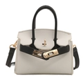 Mini bolso bandolera bicolor para niñas en blanco y negro con elegantes cierres dorados - Blanco