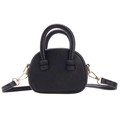 Sac bandoulière noir minimaliste pour enfants avec poignée boule et cuir litchi - Noir