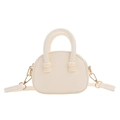 Sac bandoulière demi-lune blanc crème minimaliste avec texture grainée et détails dorés - Blanc Cassé
