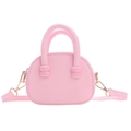 Mini sac à main rose en cuir texture litchi avec crochets en métal doré pour enfants - Rose