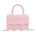 Mini borsa a tracolla rosa da bambina con patta a onde e logo dorato elegante - Rosa