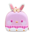 Pink cartoon bunny hardshell backpack for kindergarten kids with long ears and bowknot - Pink