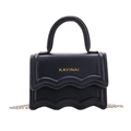Mini borsa a tracolla nera per bambine con bordi ondulati e scritte dorate alla moda - Nero