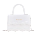 Mini borsa a tracolla bianca per bambina con patta a onde e catena in metallo argento - Bianco