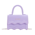 Mini borsa a tracolla lavanda per bambina con patta ondulata e logo dorato di moda - Viola