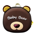 Zaino per bambini a forma di orso con orecchie in peluche 3D e guscio rigido esterno - Marrone