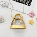 Sac à bandoulière chic en gelée dorée avec finition en PVC semi-transparent - Doré