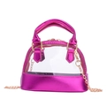 Girls transparent shell-shaped jelly crossbody bag in vibrant rose red metallic finish - Rose Red