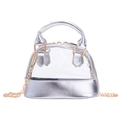 Silver shell-shaped jelly crossbody bag for girls with transparent PVC and chain strap - Silver