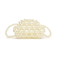 Handmade mini cloud-shaped faux pearl crossbody bag with beaded handle for girls - White