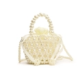 Sac à main en perles blanches pour fille avec pochette en satin et chaîne en perles - Perle Petite Taille