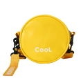 Mini round yellow crossbody bag for kids with white Cool lettering and fashion strap - Yellow