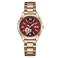 Gedi luxury rose gold watch with red sunray dial and heart diamond design - Rose Gold Case Red Dial