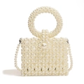 Elegante borsa a mano in perle intrecciate con manico e tracolla lunga per bambine - Stile Cerchio Piccolo