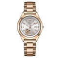 Elegant rose gold quartz watch for women with red dial accents and heart-shaped hollow design - Rose Gold Case White Dial