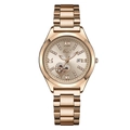 Rose gold Gedi quartz watch for women with rhinestone heart and date window - Rose Gold Case Rose Dial