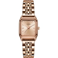 Minimalist rose gold square watch for women with metal link strap and Roman numerals - Rose Gold Dial Rose Gold Strap