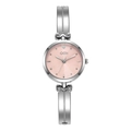 Montre bracelet GEDI argentée avec cadran rose clair et détail de cœur pour femme - Bracelet Argent Cadran Rose