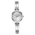 Montre jonc GEDI élégante en argent pour femmes avec cadran rond en nacre blanche - Bracelet Argent Cadran Bleu Clair