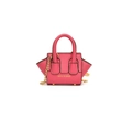 Mini crossbody chain bag for kids in vibrant rose pink leather with top handles - Rose Red