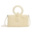 Elegante borsa a tracolla fatta a mano in perle con manico tondo e finitura avorio - Stile Cerchio Grande