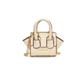 Mini cream crossbody bag for kids with gold chain strap and textured leather finish - White