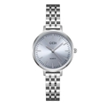 Minimalist ultra-thin silver quartz watch for women with light blue sunray dial - Azure Dial