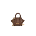 Mini sac bandoulière marron pour enfants avec chaîne dorée et coutures blanches chic - Marron