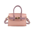Mini sac bandoulière enfant style Birkin bicolore rose et lilas en cuir texturé - Violet
