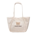Sac fourre-tout matelassé en toile avec broderie Leisure Bear et anses confortables - Blanc