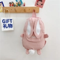 Zaino rosa per bambini con orecchie di coniglio 3D e coda a pompon bianco soffice - Rosa